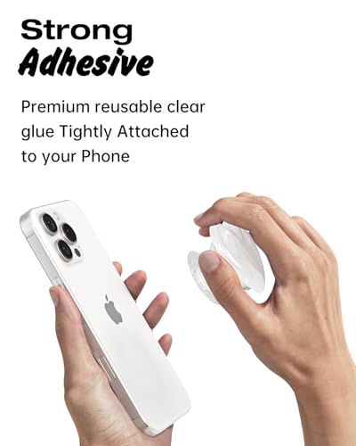Svanove Heart Adhesive Phone Grip Holder, Cute Collapsible Glass Stick Phone Grip Stand Expanding Kickstand for iPhone Samsung Phones Accessories, 3D Crystal Pretty Glitter Love Sticky Grips, White - color: White, style: Adhesive