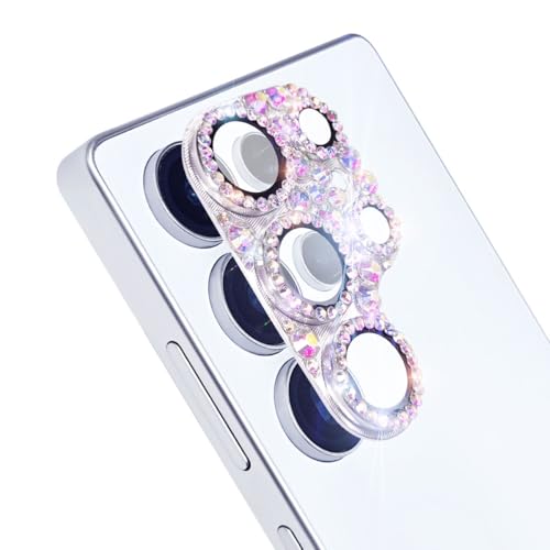 Bling Diamond Camera Lens Protector Compatible with Samsung Galaxy S25 Ultra, Metal Glitter Gem Camera Cover，9H Tempered Glass lens full Screen Sparkle Rhinestone Protector - color: for Galaxy S25 Ultra