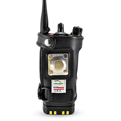 Turtleback Radio Holster for Motorola APX6000 – 2024 Upgraded – Durable Leather Belt Radio Holster with Heavy-Duty Ratcheting 2.25" Belt Loop – All-Button Access – Fits Slim or Extended Battery - color: Black APX6000 Belt Loop