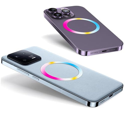 TENOC Universal Metal Ring Sticker, 3Pcs, Rainbow | Compatible with iPhone/Samsung/Android Cellphones, Magnetic Phone Charger/Mount/Holder Conversion - color: Rainbow