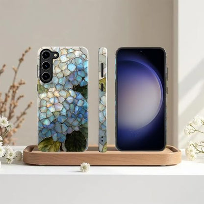 Compatible with Samsung Galaxy S23 Case,Glossy Case All-Round Protection Shockproof Anti-Scratches TPU Cover,Cases for Man Woman-Hydrangeas Bush Stained Glass - color: Hydrangeas Bush Stained Glass, size: Galaxy S23