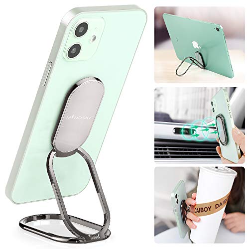Phone Ring Holder Finger Kickstand 360°Rotation Cellphone Back Grip Foldable Cell Phone Stand for Desk Compatible with iPhone iPad Smartphones Tablets (Gun Black) - color: Gun Black