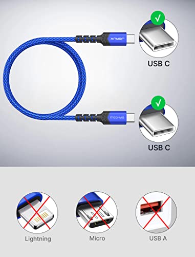 JSAUX USB C to USB C Cable, 3-Pack 10ft/6.6ft/3.3ft, 5A Fast Charging, Blue - color: Blue, size: 10 ft+6.6 ft+3.3 ft