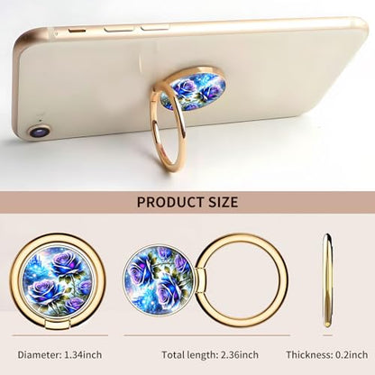 Cell Phone Ring Holder, Cute Metal Phone Grip Stand Finger Ring Kickstand, Flexible 360°Rotation Phone Tablet Case Accessories Compatible with Most Phones Blue Roses Castle - color: Blue Roses Castle