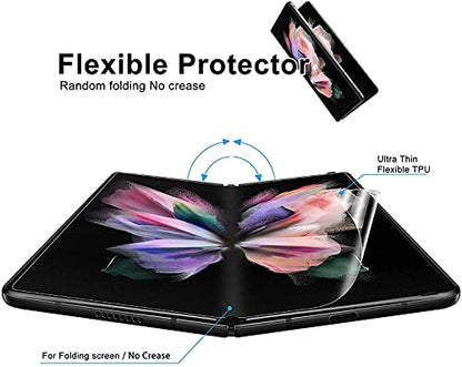 2 Tempered Glass Front Small Screen Protector for Samsung Galaxy Z Fold 7 + 2X Inner Soft Foldable TPU Film shields+ 2X Camera Lens Protector [Scratch Resistant] [Bubble Free] [Case Friendly] [HD] - color: 6 in 1