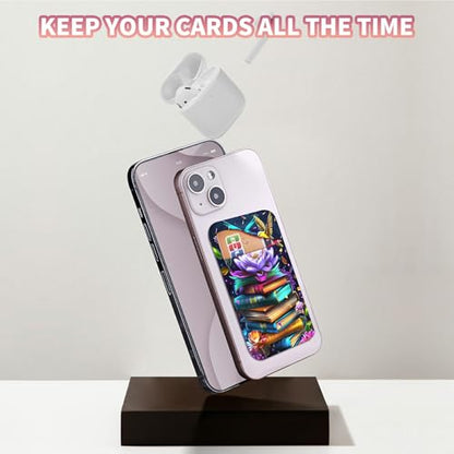Phone Credit Card Holder Stick on, Phone Case Wallet, Cell Phone Pocket Self Adhesive Stretchy Lycra Stick on Wallet ID Credit Card Case Pouch Sleeve for All Smartphones, Book Lotus - color: Phone Case Wallet-609