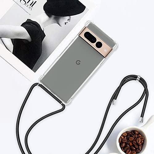 for Google Pixel 7 Pro Crossbody Case Shockproof Adjustable Lanyard Strap for Google Pixel 7 Pro Lightweight Crossbody Phone Case Soft TPU Bumper Protective Case Cover - Black - size: for Google Pixel 7 Pro