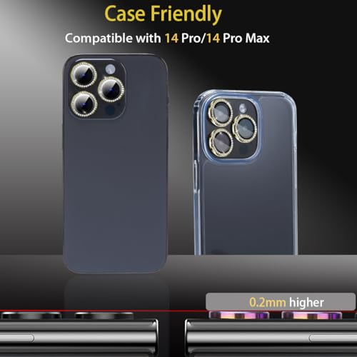 Camera Lens Protector for iPhone 14 Pro/14 Pro Max, Diamond Gold - color: Diamond Gold