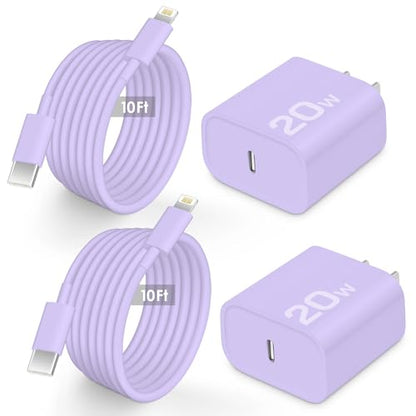 AISNI Fast Charger for iPhone 14 13 with 10 Ft iPhone Charger Cable - color: Purple, size: 10ft