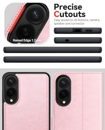OCASE for Samsung Galaxy S25 Edge Detachable Wallet Case, Pink | 2-in-1, Card Holder, RFID Blocking, Stand, Wrist Strap, Shockproof, Wireless Charging, Magnetic, PU Leather Flip Phone Cover - color: Pink, size: Samsung Galaxy S25 Edge