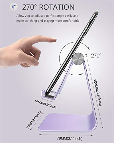 CreaDream Adjustable Cell Phone Stand, Phone Stand, Cradle, Dock, Holder, Aluminum Desktop Stand Compatible with Phone 13 12 11 Pro Max Charging, Accessories Desk, All Mobile Phones, Purple - color: Purple
