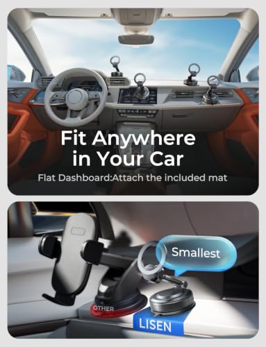 LISEN Magsafe Car Mount, [98LBS Vacuum Suction] Magnetic Phone Holder for Car Dashboard & Windshield, Strong Magnet Cell Phone Car Mount for iPhone 17 16 15 14 13 12 Pro Max/Air - color: Obsidian Black