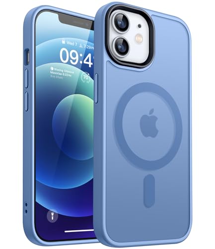 CANSHN Magnetic for iPhone 12 Case/iPhone 12 Pro Case, Sky Blue | Translucent Matte, Compatible with MagSafe, Heavy Duty Protection, Scratch Resistant, Slim Fit, Pocket Friendly - color: Matte Magnetic & Light Blue