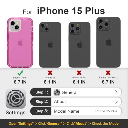 Follaroma for iPhone 15 Plus Case, Shockproof, Hot Pink | Heavy Duty Shockproof Protection Phone Cases, Anti-Drop, Dual Layer Transparent Rugged Protective Cover, 6.7 inch - color: Hot Pink, size: iPhone 15 Plus 6.7‘’