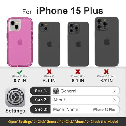 Follaroma for iPhone 15 Plus Case, Shockproof, Hot Pink | Heavy Duty Shockproof Protection Phone Cases, Anti-Drop, Dual Layer Transparent Rugged Protective Cover, 6.7 inch - color: Hot Pink, size: iPhone 15 Plus 6.7‘’