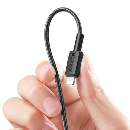 Anker 322 USB-C to Lightning Cable Braided MFi Certified iPhone Charger Cord for iPhone 15, 14, 13, 12, 11, iPad, AirPods – Durable Fast Charging Data Sync Cable Long Length – Black, 6ft, Pack of 2
