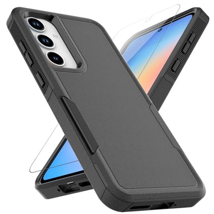 for Samsung Galaxy A35 5G Case: Dual Layer Protective Heavy Duty Cell Phone Cover Shockproof Rugged with Screen Protector - Military Protection Bumper Tough - Samsung Galaxy A35 5G 2024, Black - color: Black (PC) + Black (TPU)