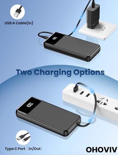 Upgarded 2026 50000mAh Power Bank, PD22.5W Portable Charger with 4 Cables
