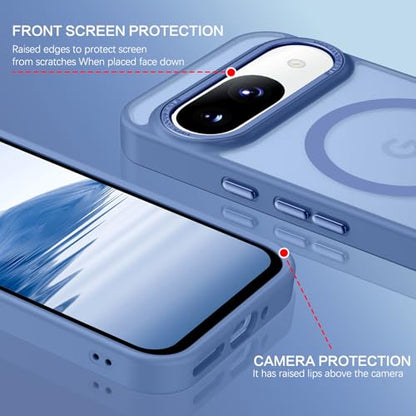 BENTOBEN for Google Pixel 9 Case [Compatible with Magsafe] Translucent Matte Magnetic Pixel 9 Case Slim Thin Shockproof Women Men Girls Boys Protective Phone Cases for Google Pixel 9 6.3" 2024, Blue - color: Blue