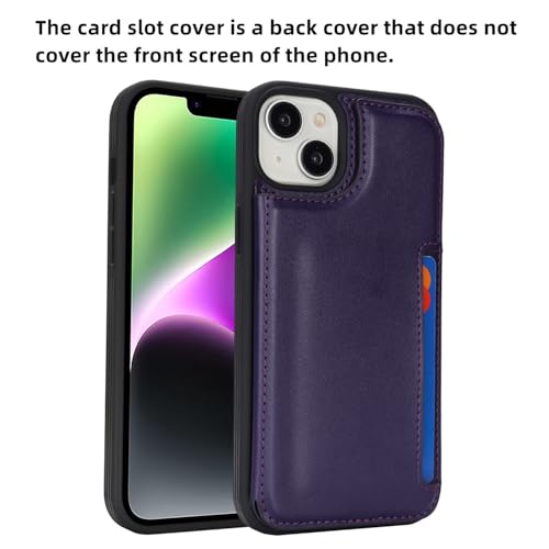 iCoverCase Compatible with iPhone 14 Case with Card Holder, Wallet Case for Women Men RFID Blocking PU Leather Protective Phone Case 6.1 Inch (Dark Purple) - color: Dark Purple