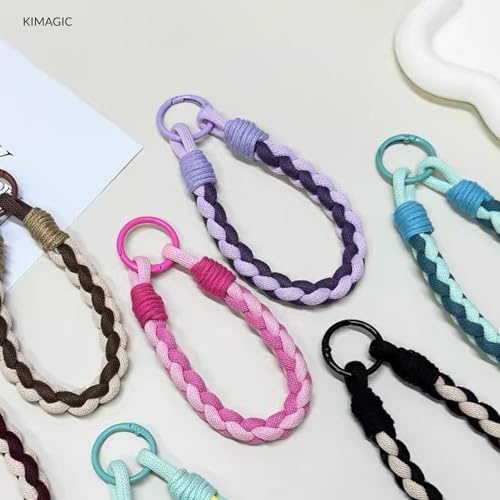 KIMAGIC Korean Dopamine Phone Wrist Strap - Handmade Thickened Phone Lanyard, Anti-Drop Hands-Free Charm - color: 02 Macaron Yellow