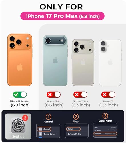 Magnetic for iPhone 17 Pro Max Case with Integrated Camera Protection, [Seamless Work with Magsafe] [Military Grade Shockproof] [Covered Camera Control Button] for iPhone 17 Pro Max 6.9'', Hot Pink - color: Hot Pink