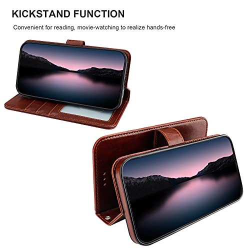 Bocasal Detachable Wallet Case Card Holder for iPhone 14, Brown | RFID Blocking Kickstand Card Slots Holder PU Leather Magnetic Shockproof Wrist Strap Removable Flip Protective Cover 6.1 inch - color: Brown