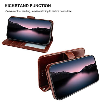 Bocasal Detachable Wallet Case Card Holder for iPhone 14 Pro, Brown | RFID Blocking Kickstand Card Slots Holder PU Leather Magnetic Shockproof Wrist Strap Removable Flip Protective Cover 6.1 inch - color: Brown