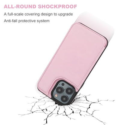 ONETOP for iPhone 15 Pro Max Wallet Case with Credit Card Holder,Pink | Kickstand,ID/Cash Holder,Case Wallet with Card Slots,Double Magnetic Clasp,Durable PU Leather Shockproof Cover for Women Men - color: Pink