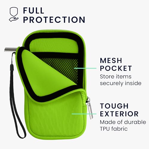 kwmobile Universal Phone Pouch Size L - 6.5" - Neoprene Smartphone Pouch with Zip - Water-Repellent Mobile Phone Case - Sleeve in Neon Green - color: neon green, size: L - 6.5"