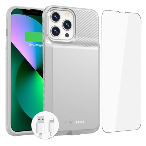 ZENEE for iPhone 14/14 Pro/13/13 Pro Battery Case【2026 Upgrade】，Powerful 7000mAh Charge Cover Protective TPU with Shockproof Bumper for iPhone 13/13 pro/14 pro/14 Charging Case -6.1inch,Gray