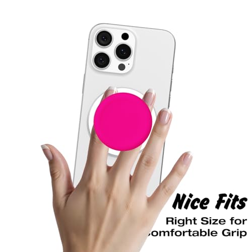 Svanove Silicone Magnetic Phone Grip Compatible with Magsafe Phone Grip Holder, Cute Cell Phones Grips Stand Collapsible Kickstand for iPhone Samsung, Slim Thin Matte Soft Rubber TPU, Neon Hot Pink - color: Hot Pink, style: Magnetic