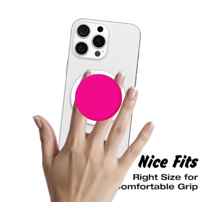 Svanove Silicone Magnetic Phone Grip Compatible with Magsafe Phone Grip Holder, Cute Cell Phones Grips Stand Collapsible Kickstand for iPhone Samsung, Slim Thin Matte Soft Rubber TPU, Neon Hot Pink - color: Hot Pink, style: Magnetic