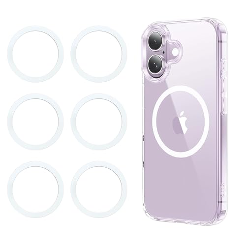 Universal Metal Rings Compatible with Magnetic Sticker,Magnetic Ring for Phone Cases & Wireless Charging (6 White) - color: 6 Matte White, size: 0.4mm-O