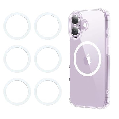 Universal Metal Rings Compatible with Magnetic Sticker,Magnetic Ring for Phone Cases & Wireless Charging (6 White) - color: 6 Matte White, size: 0.4mm-O