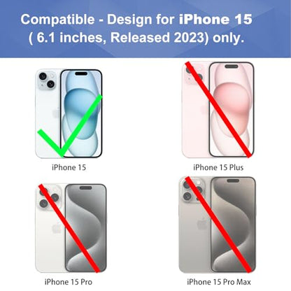 for iPhone 15 Stand Case, Belt Clip Holster Screen Protector-Black | Camera Lens Protector, Swivel Kickstand Holder, Slim Shell Pouch Full Body Protective, Rugged Shockproof Cell Phone Cover - size: iPhone 15