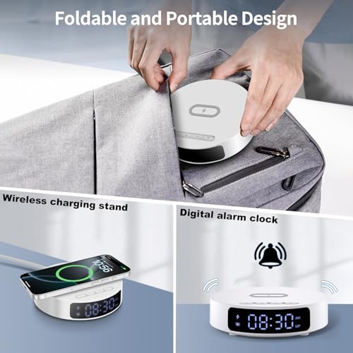 25W Max Fast Wireless Charger with Alarm Clock,Wireless Charging Pad - color: White pad