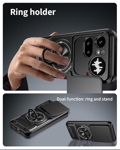 Compatible with Nothing Phone4a Pro Case Cover,Compatible with Nothing Phone (4a) Pro 5G A069P with Slide Camera Cover Phone Stand Protective Case Black - color: Black, size: Compatible with Nothing Phone4a Pro