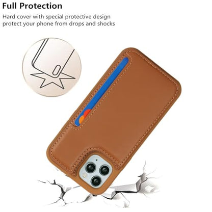iCoverCase Compatible with iPhone 11 Pro Phone Case with Card Holder, Wallet Case for Women Men RFID Blocking PU Leather Protective Case 5.8 Inch (Light Brown) - color: Light Brown