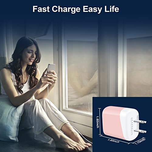 Fast Charger Block for iPhone 17e 17 Air Pro Max 16e 16 15 14 13 12 11 XR XS X 8 7 6,Samsung Galaxy A17,ZFold7,Flip7,Pixel 10a Pro,20W USB-C Power Adapter Fast Charging Box Travel Cube Wall Plug Brick - color: Pink