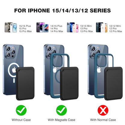 miracase for MagSafe Wallet, Magnetic Card Wallet Holder, Compatible with MagSafe Wallet, 3-Card Holder, for iPhone 15/14/13/12 Series,Black - color: C-Black, style: Basic Wallet