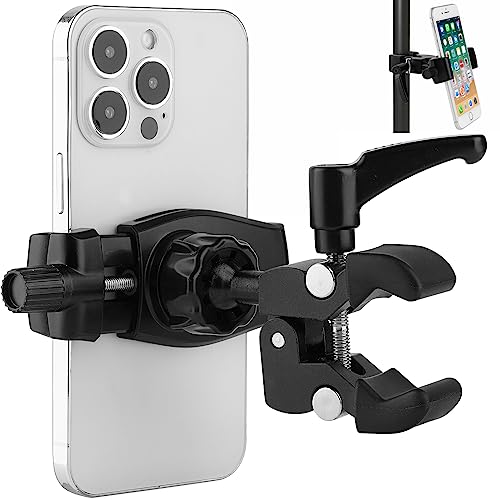 Mippko Phone Holder for Golf Cart/Microphone Stand/Cart/Railing/Handlebar/Rod,Fit for 3.5~7.5 inch iPhone/Nexus/HTC/LG/Smartphone,360°Adjustable Clip Aluminum Alloy Mount