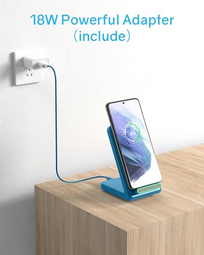 Fast Wireless Charging Station for Phone: CIYOYO 15W Charging Stand Compatible with iPhone 15/14/13/12/11, Samsung Galaxy S23/ S22/ S21/ S20 for Office Bedside Gift - color: Blue