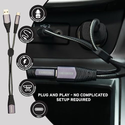 12V Fast Dual-Port Cigarette Lighter USB Car Charger Kit, USB-C & A, Black
