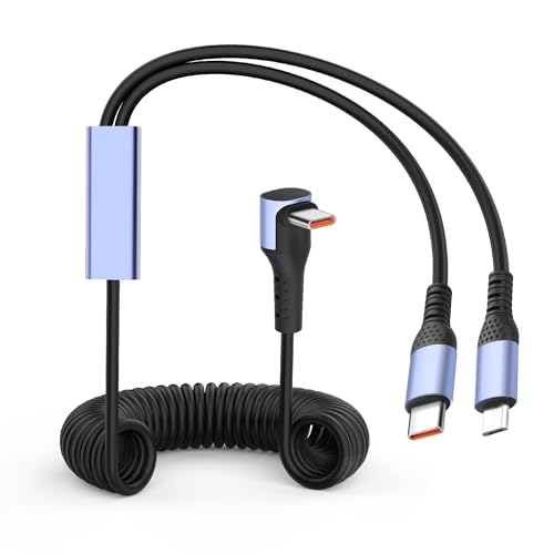 YACSEJAO 66W 90 Degree USB C Retractable Spring Splitter Cable - style: Type C+Mirco USB
