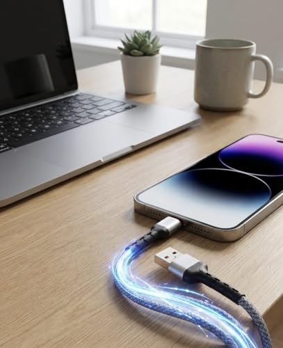 Voltix USB-A to Lightning Cable, 6A Super Fast Charging, 3.3 FT Braided Nylon, High-Speed Data Transfer, Compatible with iPhone 8, XR, 11, 12, 13 Series, Gray