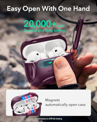 ESR for AirPods Pro 3 Case (2025), Compatible with MagSafe, Burgundy - color: Burgundy, size: AirPods Pro 3 Case
