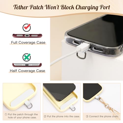 TiMOVO Phone Lanyard Metal Chain Crossbody, Gold & White - color: White, size: Standard