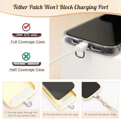 TiMOVO Phone Lanyard Metal Chain Crossbody, Gold & White - color: White, size: Standard
