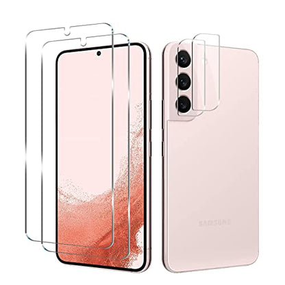 Galaxy S22 Tempered Glass Screen Protector + Camera Lens Protector [ 2 + 2 Pack ][Case Friendly] [Anti-Scratch] [Ultrasonic Fingerprint Unlock] Clear HD Glass Protective Film for Samsung Galaxy S22 - size: Galaxy S22(6.1")